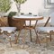 Merrick Lane Celia Bistro Style Table with Tempered Glass Top, PE Rattan, and Bamboo Finished Metal Frame for Indoor/Outdoor Use
